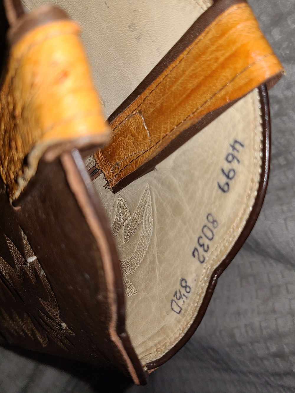Classic Mens Bona Allen Two-Tone Ostrich Western Boots - Brown & Tan Size 8 1/2D - Picture 11 of 14